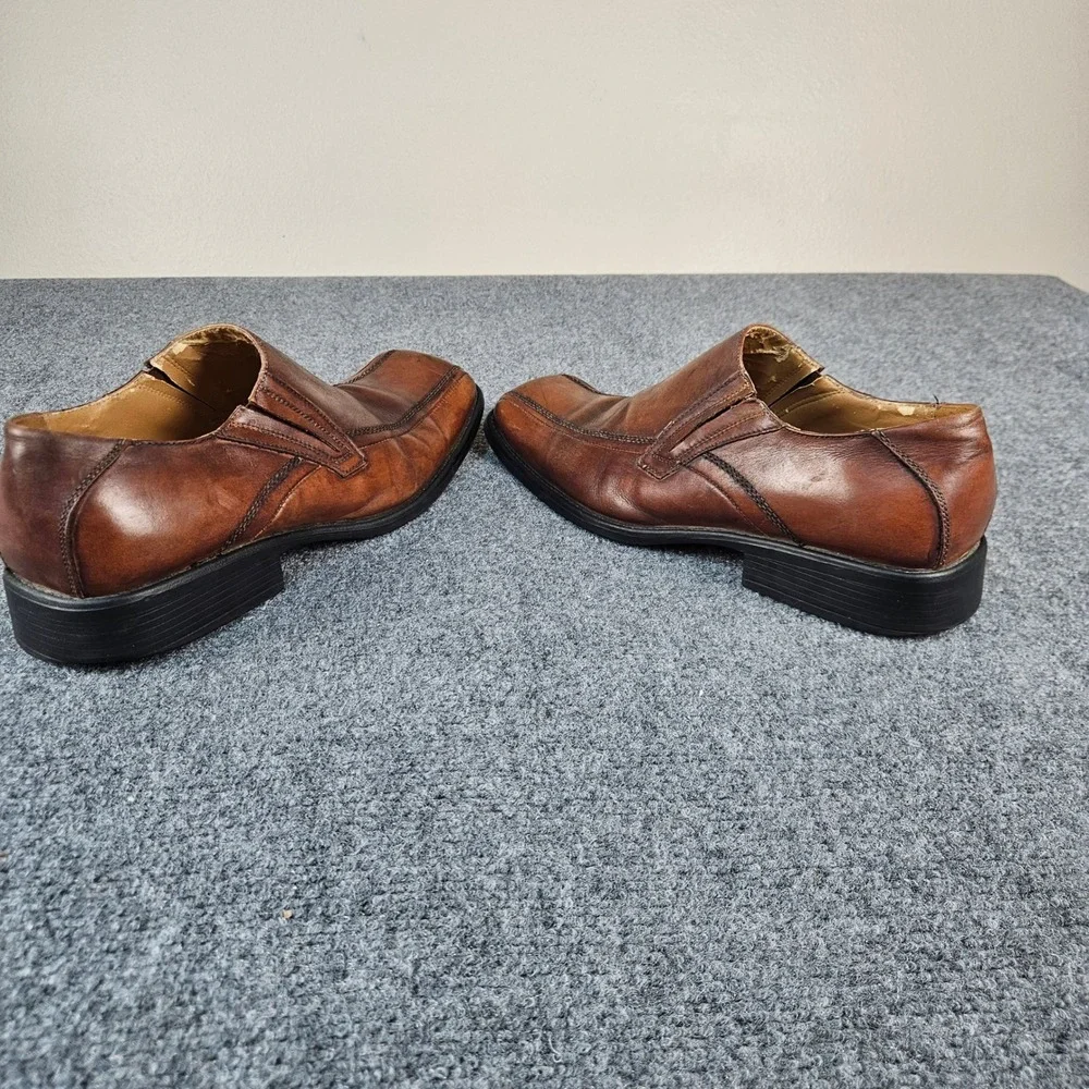 Steve Madden‎ Mens 11 Brown Leather Slip On Loafers Square Toe Dress Shoes